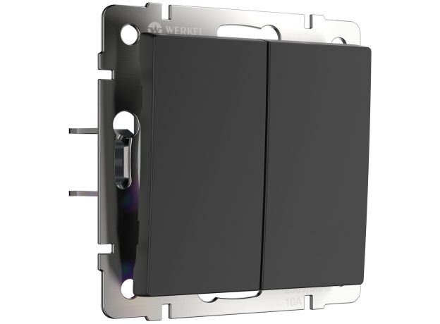 Выключатель двухклавишный с самовозвратом (черный матовый) W1122408