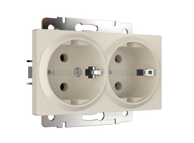 Розетка двойная с заземлением (айвори матовый) W1172062