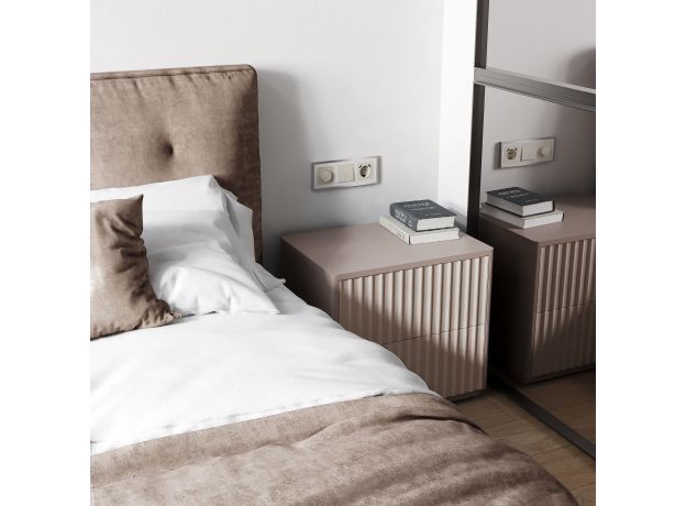 Розетка с заземлением, шторками и USBх2 (айвори матовый) W1171562