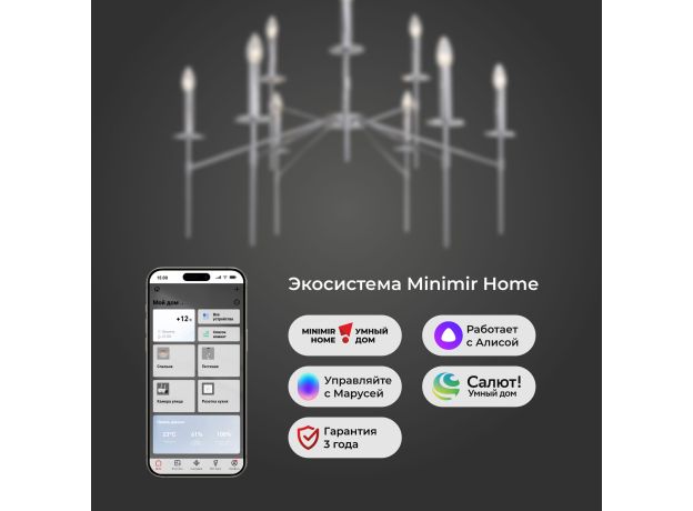 Умная потолочная люстра 60142/9 хром