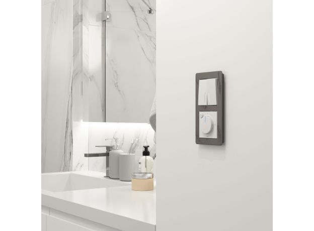 Выключатель двухклавишный проходной с подсветкой (белый матовый) W1122161