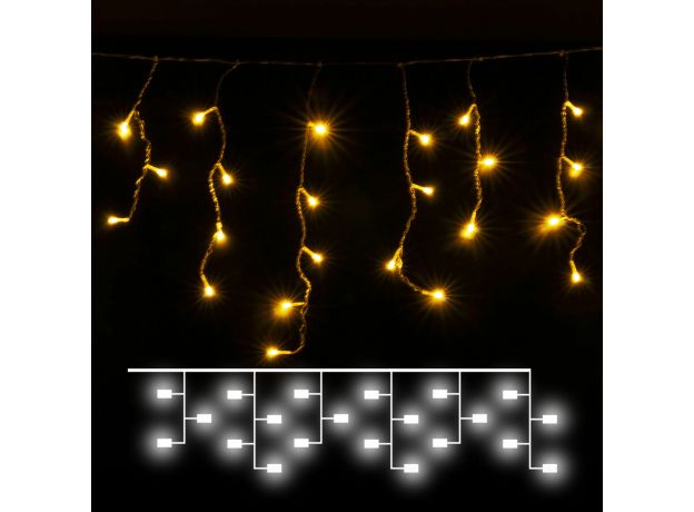 Гирлянда бахрома теплый белый 1,8*0,5М IP20 100-001