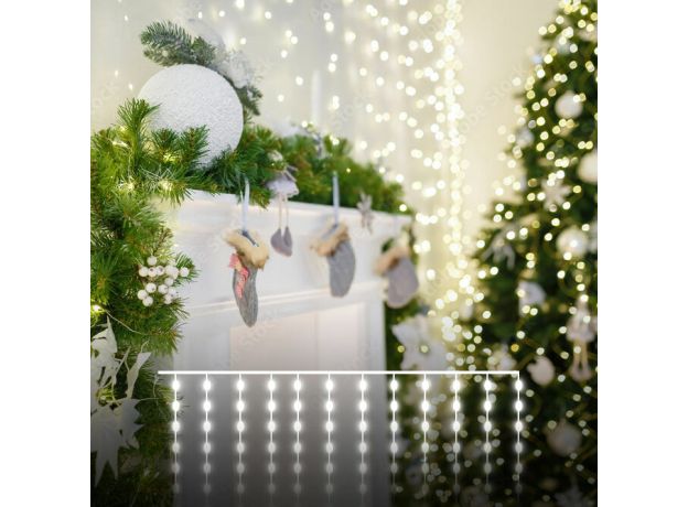 Гирлянда занавес "роса" теплый белый 2*2,6М IP20 200-006