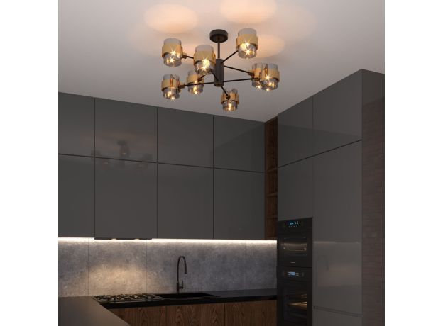 Потолочная люстра с плафонами 70127/8 черный/дымчатый