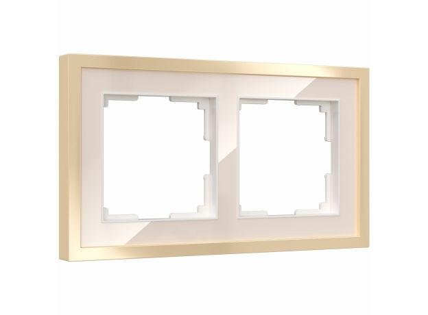 Рамка из металла на 2 поста Baguette айвори/латунь W0022851