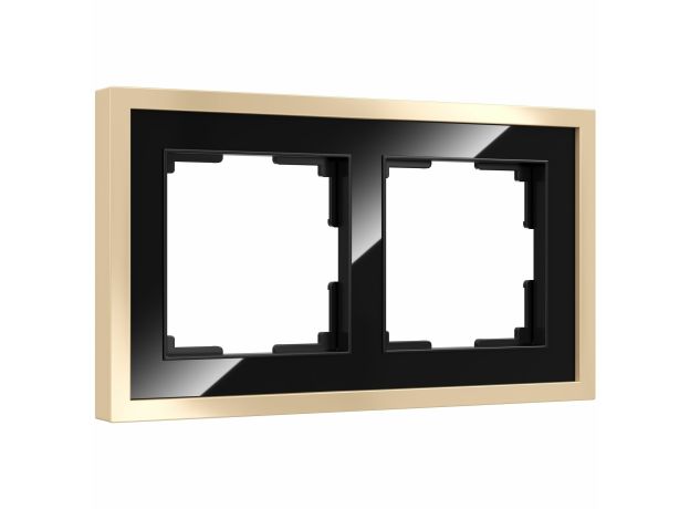Рамка из металла на 2 поста Baguette черный/латунь W0022852