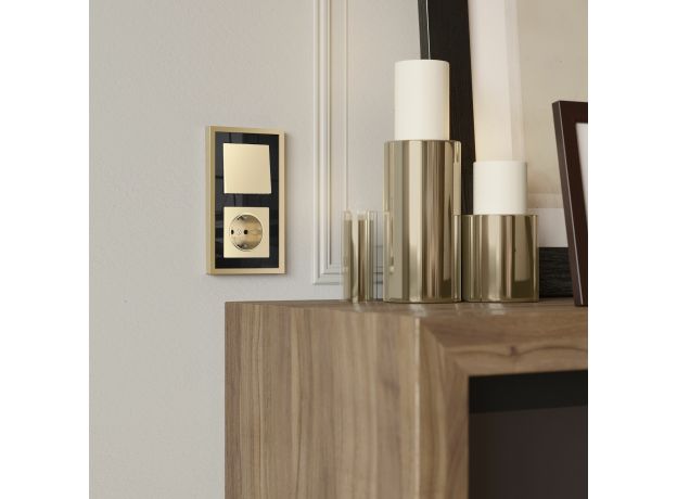 Рамка из металла на 2 поста Baguette черный/латунь W0022852