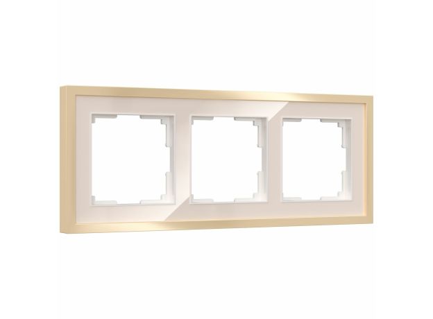 Рамка из металла на 3 поста Baguette айвори/латунь W0032851