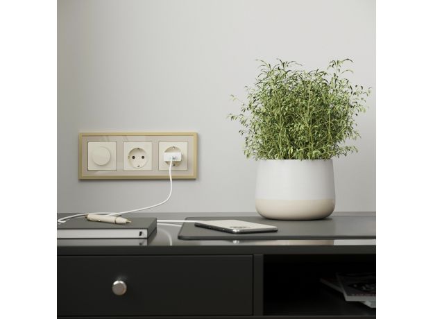 Рамка из металла на 3 поста Baguette айвори/латунь W0032851