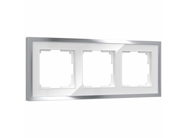 Рамка из металла на 3 поста Baguette белый/серебро W0032850