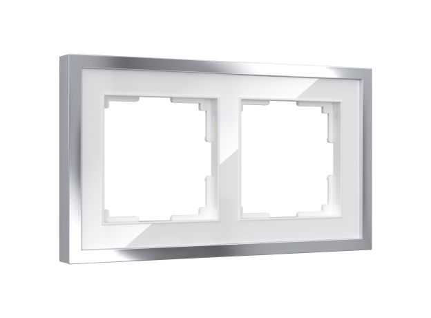 Рамка из металла на 2 поста Baguette белый/серебро W0022850