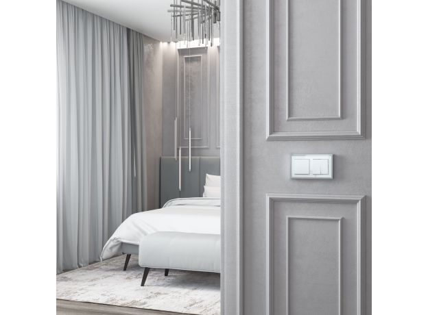 Рамка из металла на 2 поста Baguette белый/серебро W0022850