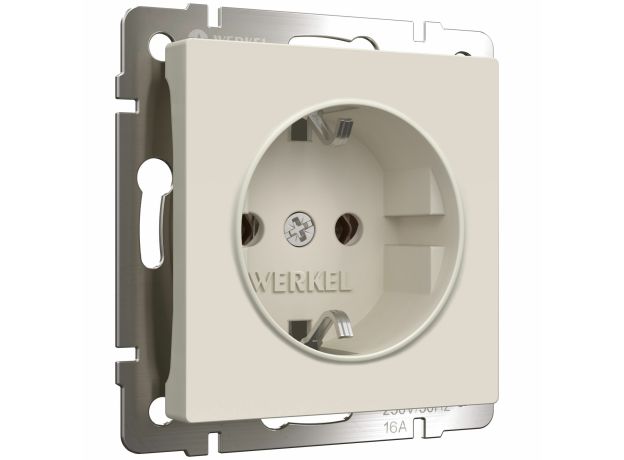 Розетка с заземлением (айвори матовый) W1171062