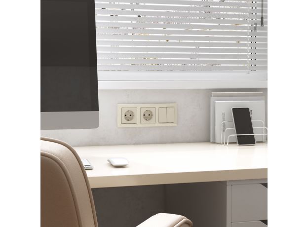 Розетка с заземлением (айвори матовый) W1171062