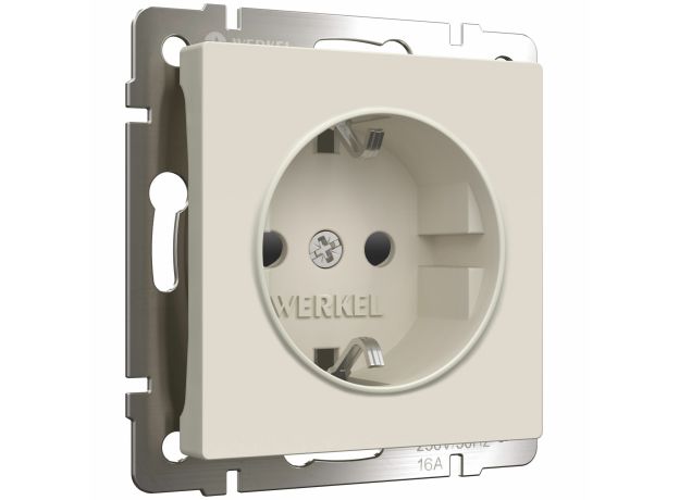Розетка с заземлением и шторками (айвори матовый) W1171162