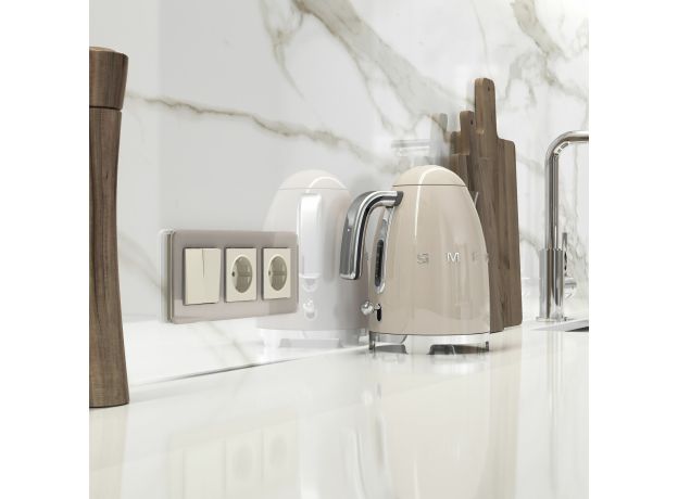 Розетка с заземлением и шторками (айвори матовый) W1171162