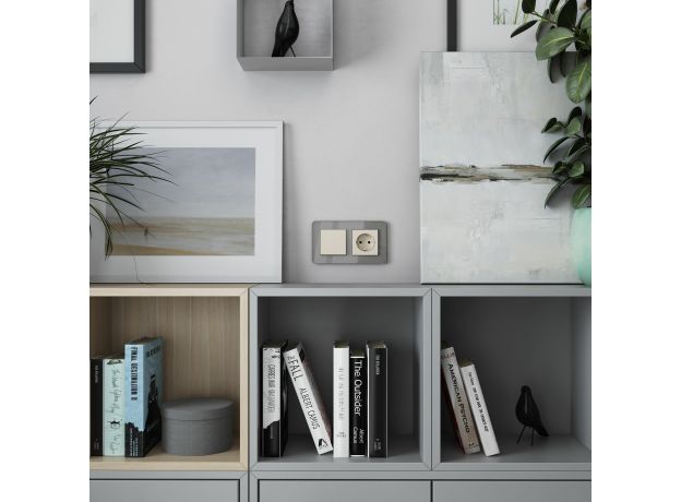 Розетка с заземлением и шторками (айвори матовый) W1171162