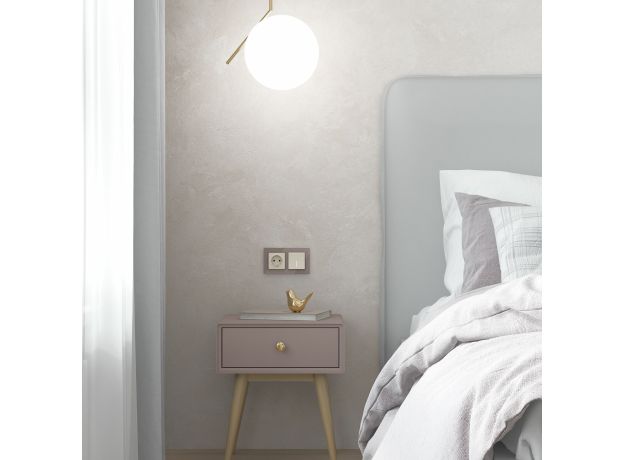 Розетка с заземлением и шторками (айвори матовый) W1171162