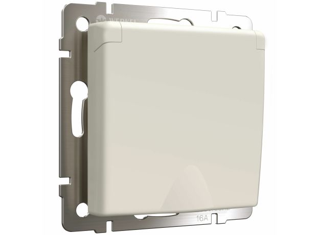 Розетка с заземлением и шторками c крышкой IP44 айвори матовый W1171262