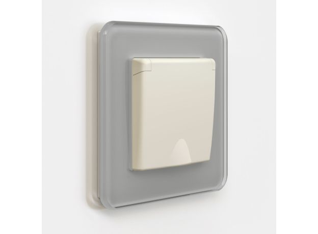 Розетка с заземлением и шторками c крышкой IP44 айвори матовый W1171262