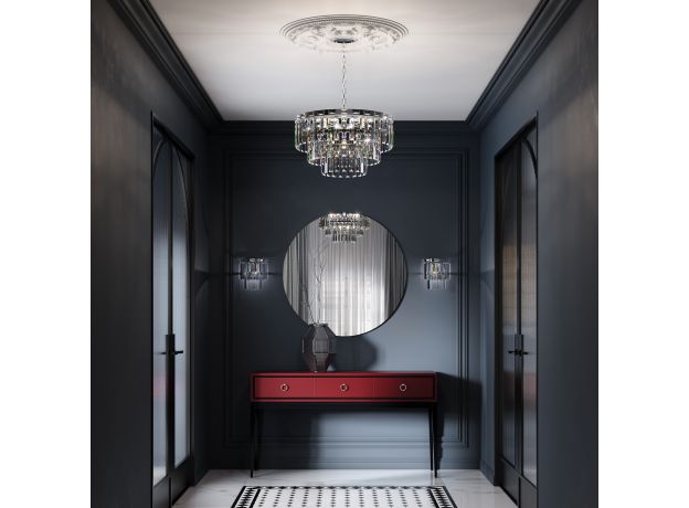 Умная подвесная люстра с хрусталем 10130/8 хром