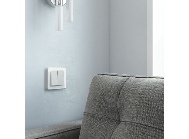 Выключатель двухклавишный (белый матовый) W1120061