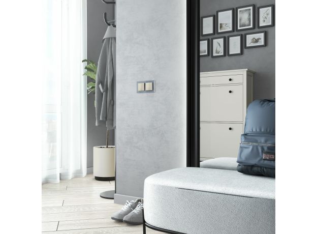 Выключатель двухклавишный проходной (айвори матовый) W1122062