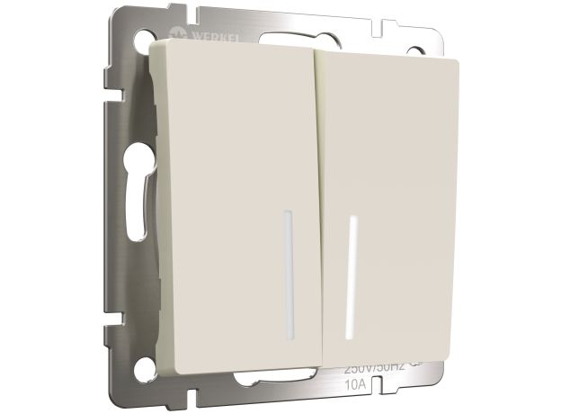 Выключатель двухклавишный с подсветкой (айвори матовый) W1120162