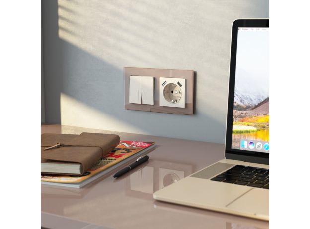 Выключатель двухклавишный с подсветкой (айвори матовый) W1120162