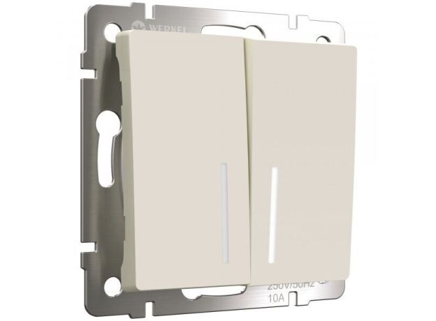 Выключатель двухклавишный с подсветкой (айвори матовый) W1120162