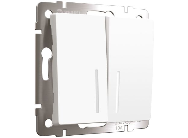 Выключатель двухклавишный с подсветкой (белый матовый) W1120161