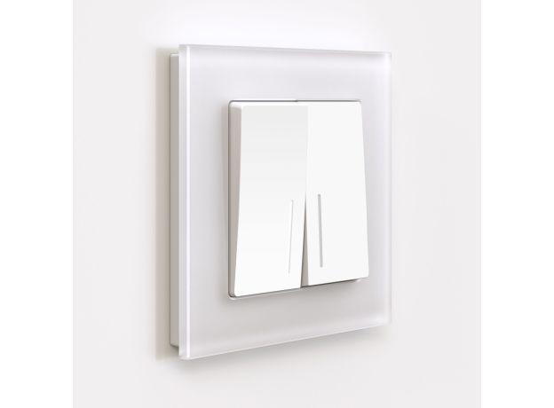 Выключатель двухклавишный с подсветкой (белый матовый) W1120161