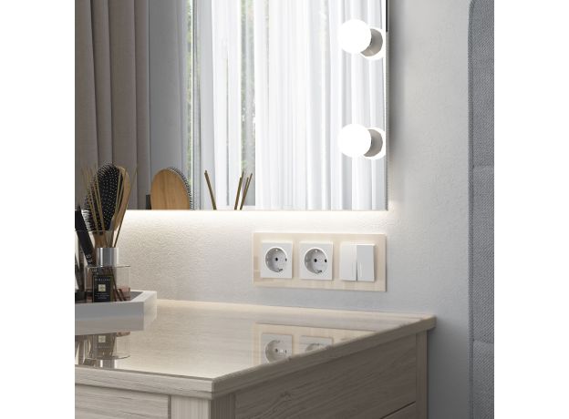 Выключатель двухклавишный с подсветкой (белый матовый) W1120161