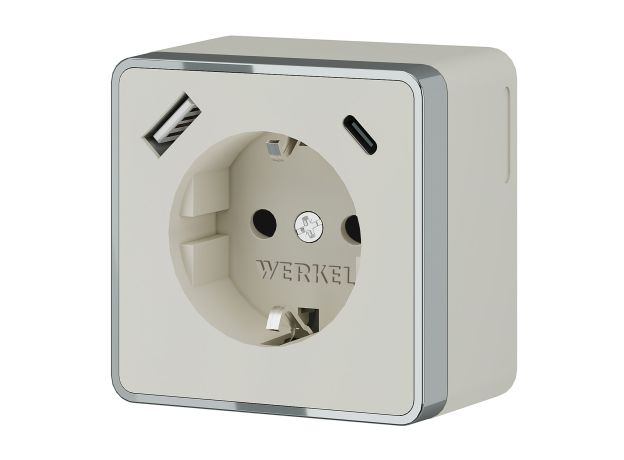 Розетка с заземлением, шторками и USB тип A+C Gallant слоновая кость W5071703