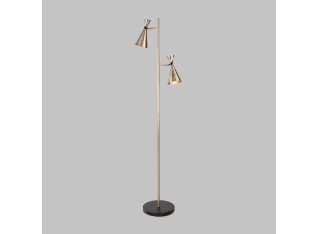 Торшер с поворотными плафонами 01109/2 латунь / черный