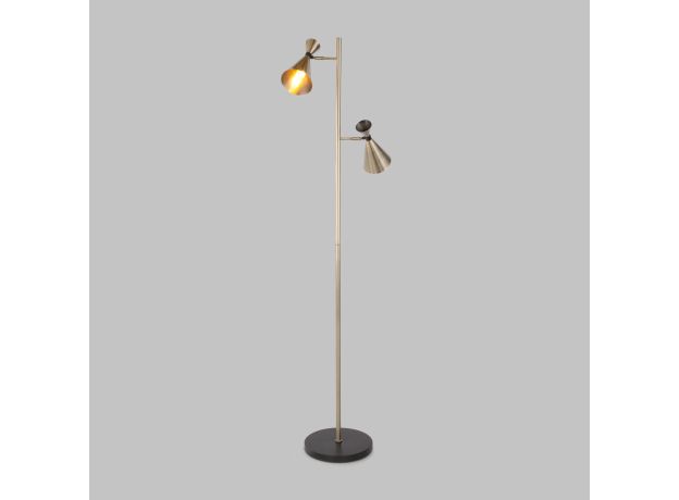 Торшер с поворотными плафонами 01109/2 латунь / черный