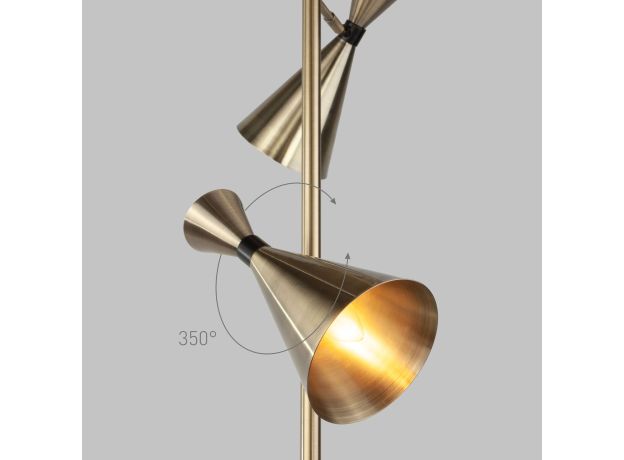 Торшер с поворотными плафонами 01109/2 латунь / черный