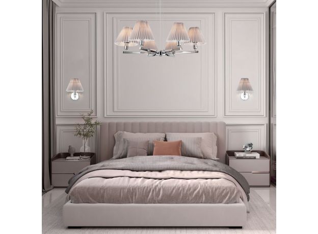 Подвесная люстра с абажурами 60136/6 хром/серый