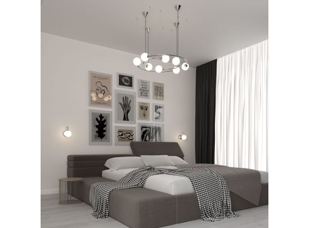 Подвесной светильник со стеклянными плафонами 360/8 хром