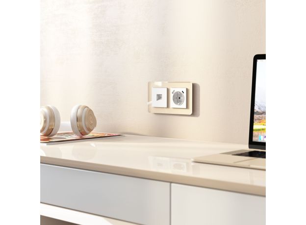 Рамка из стекла на 2 поста Elite айвори W0022443