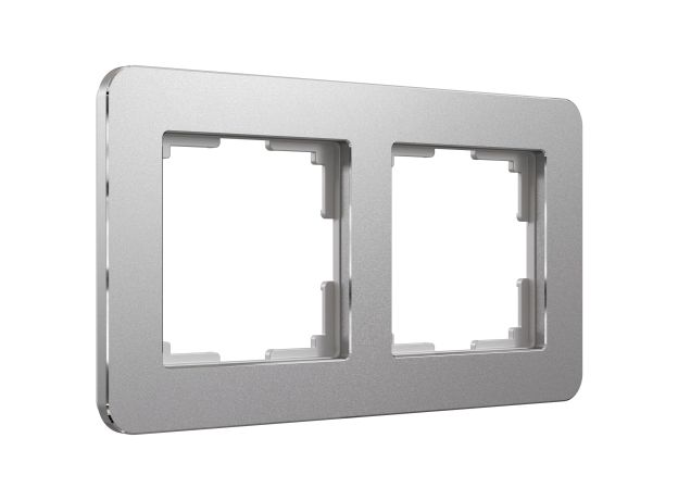 Рамка из металла на 2 поста Platinum алюминий W0022606