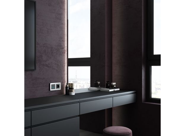 Рамка из металла на 2 поста Platinum алюминий W0022606