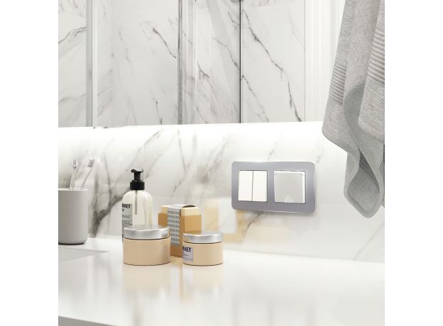 Рамка из металла на 2 поста Platinum алюминий W0022606