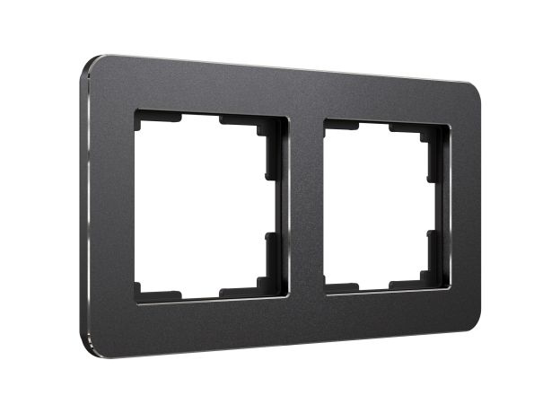 Рамка из металла на 2 поста Platinum черный W0022608