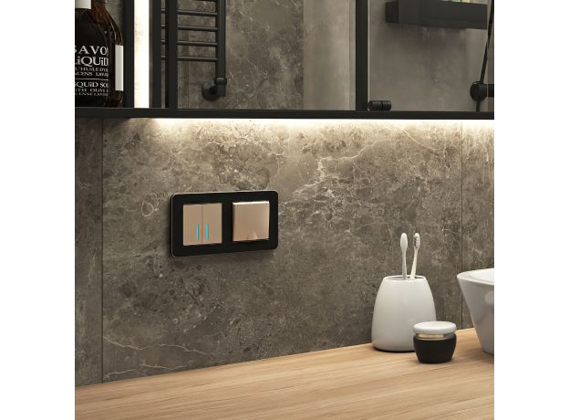 Рамка из металла на 2 поста Platinum черный W0022608