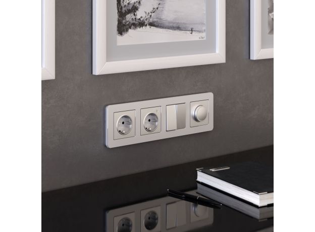 Рамка из металла на 4 поста Platinum алюминий W0042606