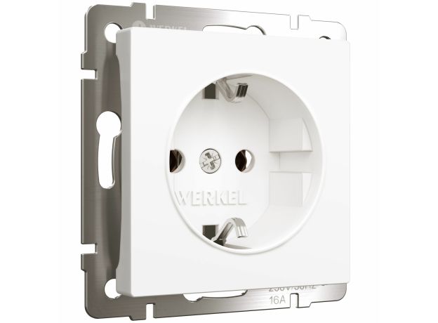 Розетка с заземлением (белый матовый) W1171061