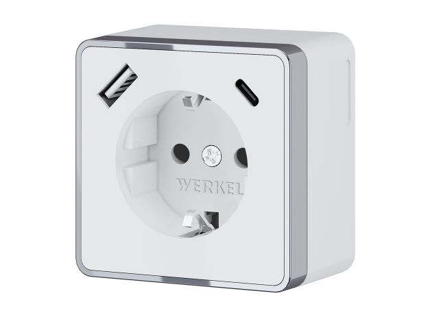 Розетка с заземлением, шторками и USB тип A+C Gallant белый W5071701