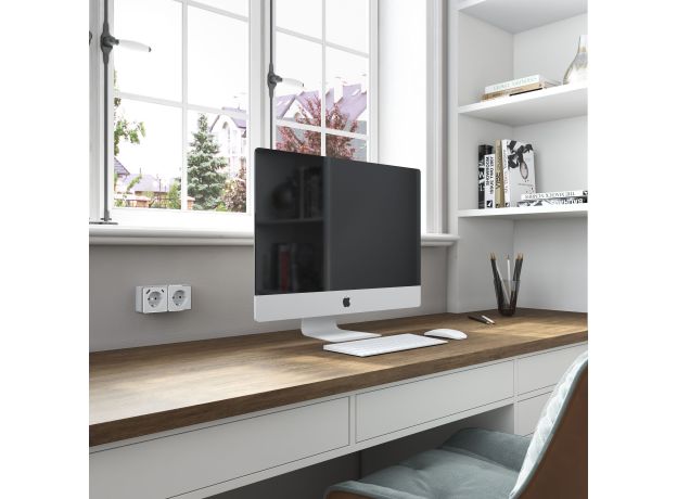 Розетка с заземлением, шторками и USB тип A+C Gallant белый W5071701