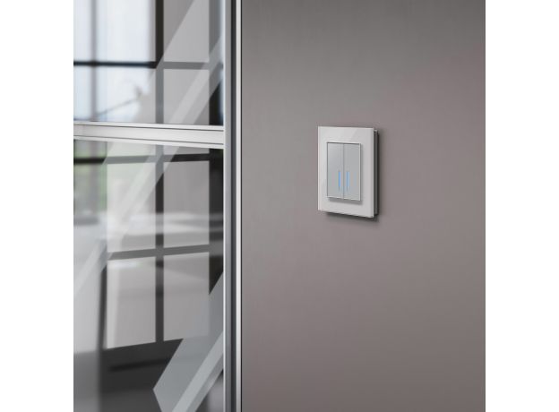 Сенсорный выключатель двухклавишный с подсветкой 1000 Вт серебряный W4520006